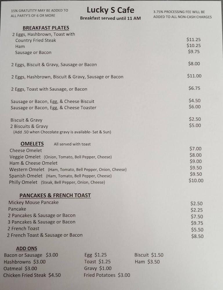 Lucky S Cafe Menu image 1